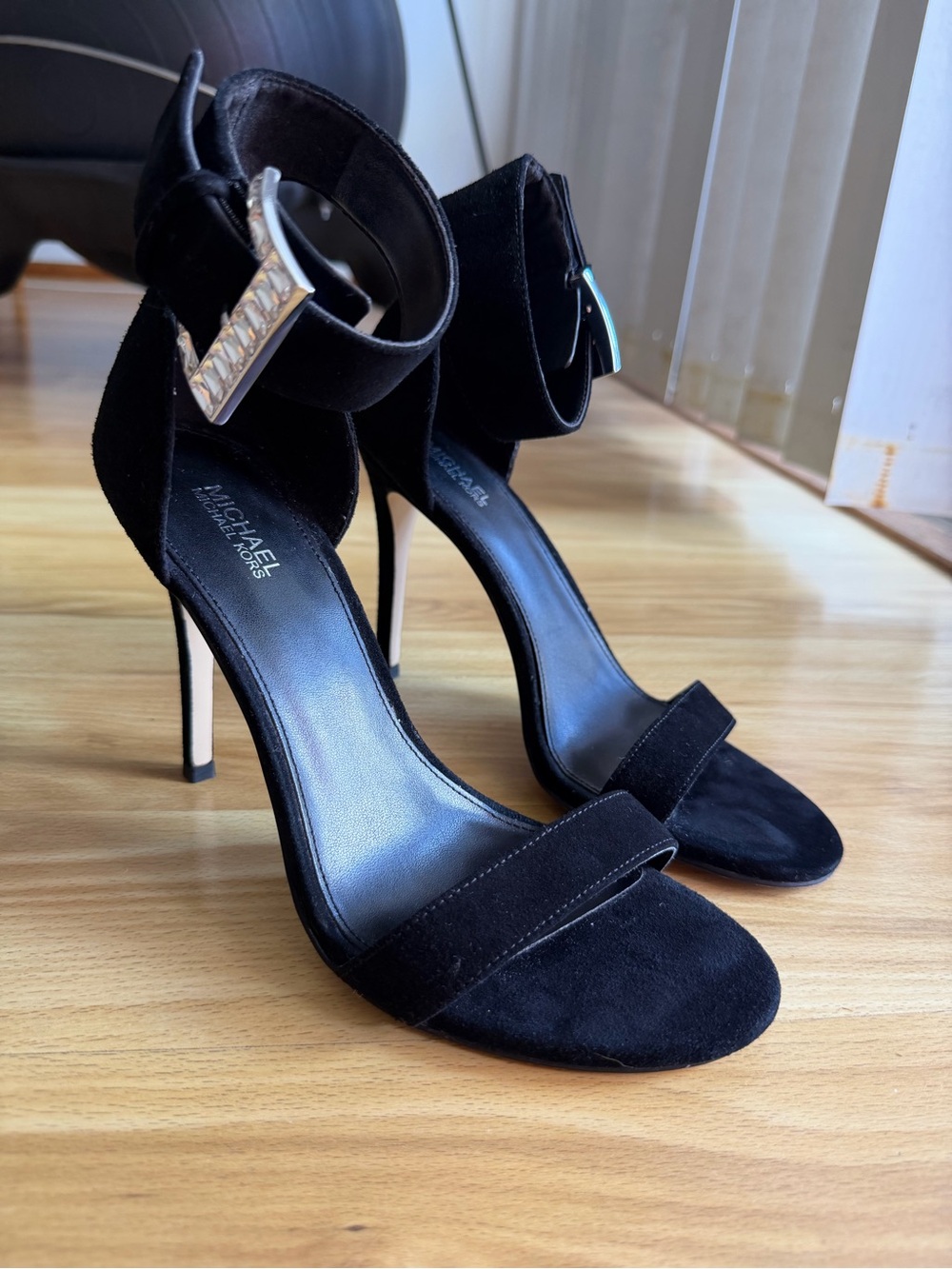 MICHAEL Michael Kors Black Suede Ankle-Strap Stilettos